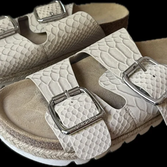 J Slides Leighton Snake Embossed Leather Slide Sandal NWOB - Picture 1 of 4